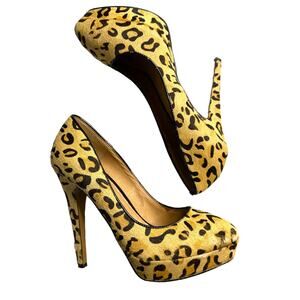Aldo Leopard Print Pony Hair Ultra High Heels 7.5